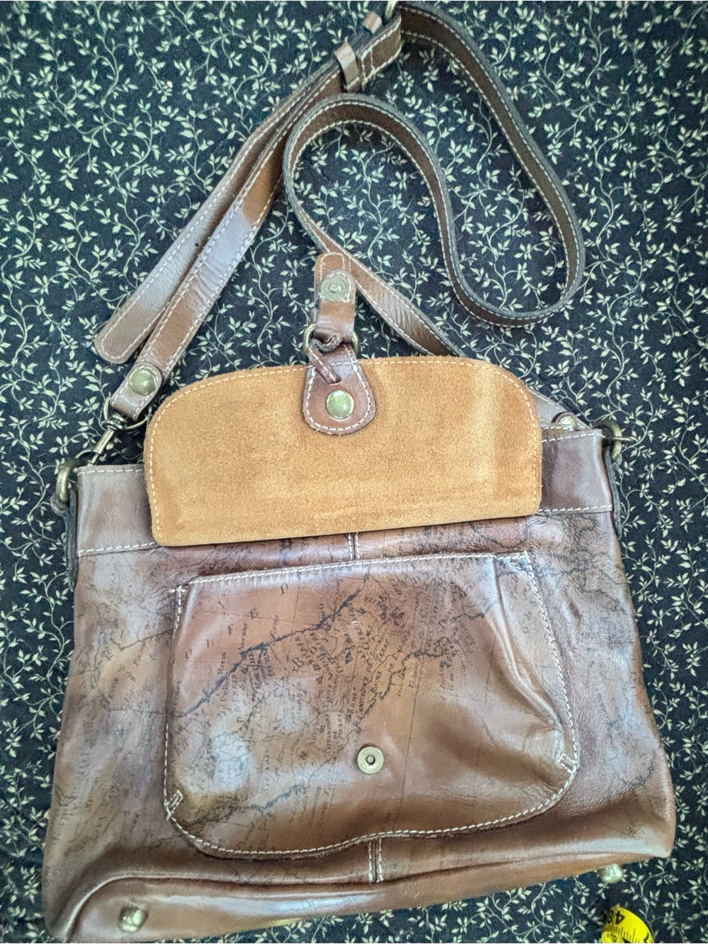 Patricia Nash Tuscania Leather Crossbody Bag - Signature Map Print - Picture 3 of 10